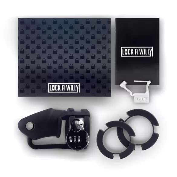 LOCK A WILLY - Silikon Peniskäfig mit Schloss (schwarz)