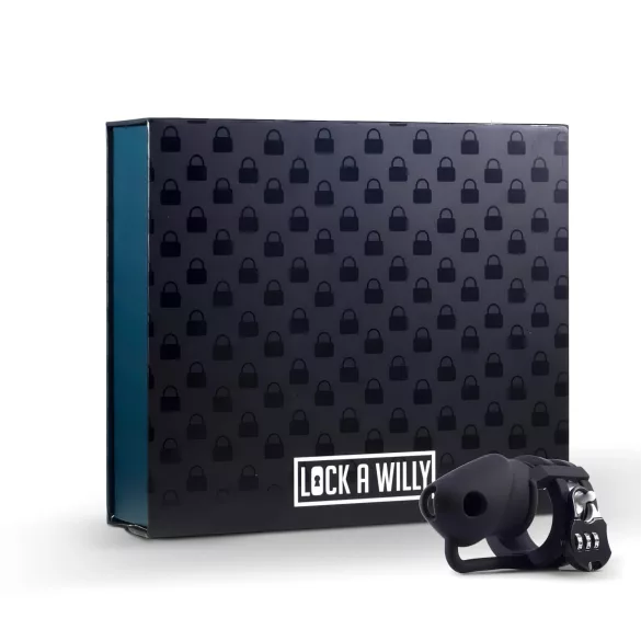 LOCK A WILLY - Silikon Peniskäfig mit Schloss (schwarz)