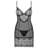 Obsessive Alluria - Spitzen-Nachthemd und Tanga (schwarz)
