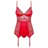 Obsessive Lovica - Spitzen-Oberteil mit Strapshalter und String (rot)