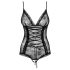Obsessive Slevika - Schnür-Body aus Spitze mit offenem Design (schwarz)