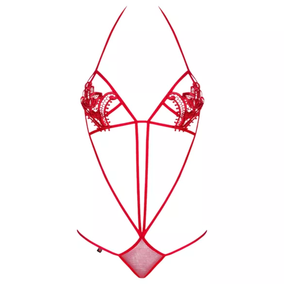 Obsessive Luiza - tulpenförmiger, riemenartiger Body - Rot (S/M)