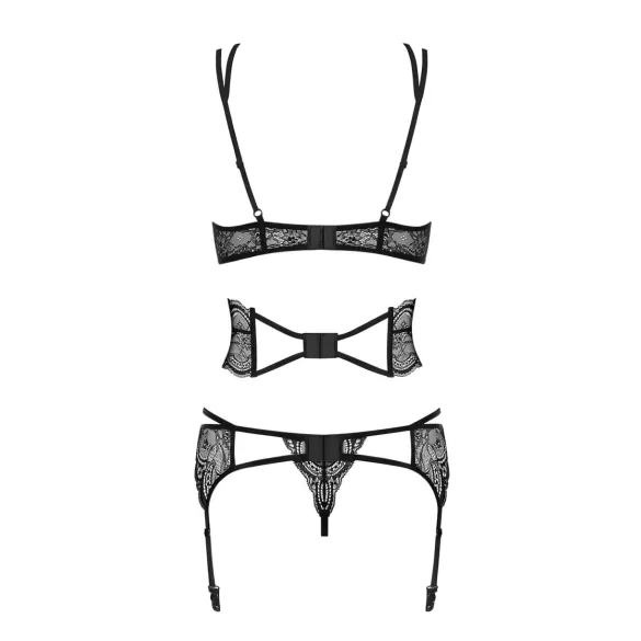 Obsessive Frivolla - pikante Spitzen-Dessous Set (schwarz)