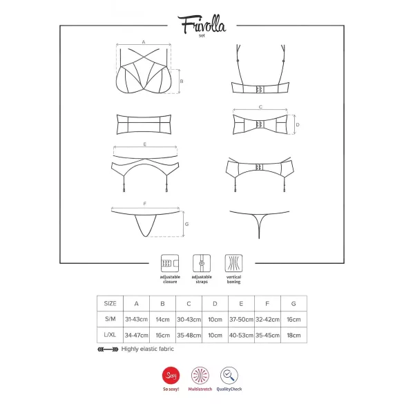 Obsessive Frivolla - pikante Spitzen-Dessous Set (schwarz)
