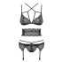 Obsessive Frivolla - Pikantes Spitzenunterwäsche-Set (Schwarz) - L/XL