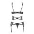 Obsessive Frivolla - Pikantes Spitzenunterwäsche-Set (Schwarz) - L/XL