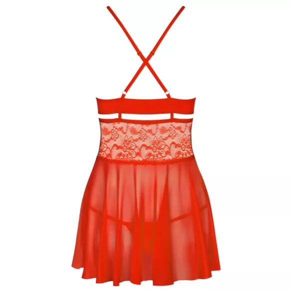 Obsessive 838-BAB-3 - pikante Spitzen-Babydoll und String (rot)