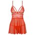Obsessive 838-BAB-3 - Pikantes Spitzen-Babydoll und String (Rot) - L/XL