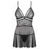 Obsessive 838-BAB-1 - transparenter, spitzen Babydoll-Set (schwarz)