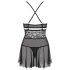 Obsessive 838-BAB-1 - transparenter, spitzen Babydoll-Set (schwarz)