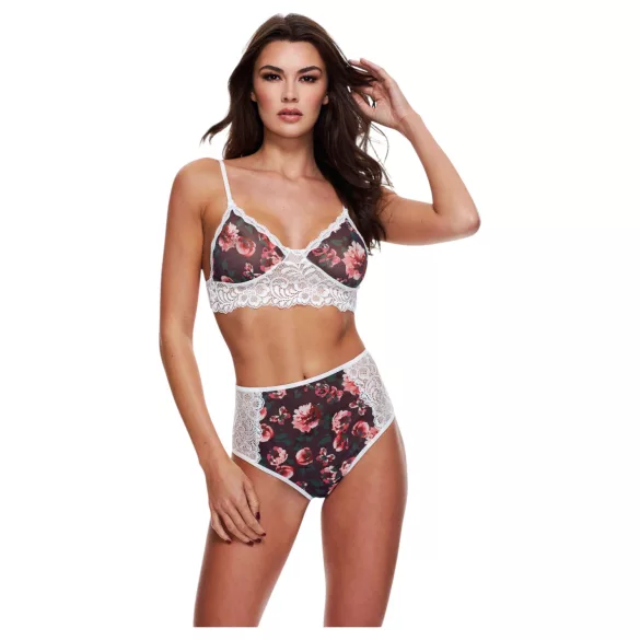 Baci - Blumiger Spitzen-BH-Set mit hohem Bund