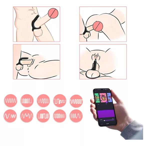 Magic Motion Rise - App-gesteuerter Vibrations-Penisring für Männer (schwarz)
