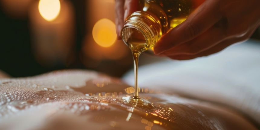 Erotisches Massageöl auf der Haut für eine entspannende sinnliche Massage | lovesexshop.ch Sexshop